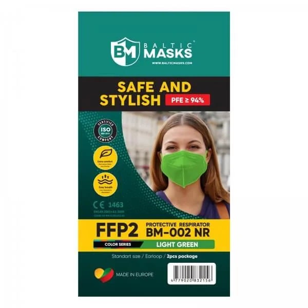 FFP2 respiratorius BM-002 (2 vnt.) · šviesiai žalia