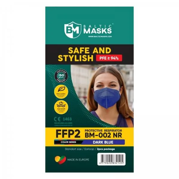 FFP2 respiratorius BM-002 (2 vnt.) · tamsiai mėlyna