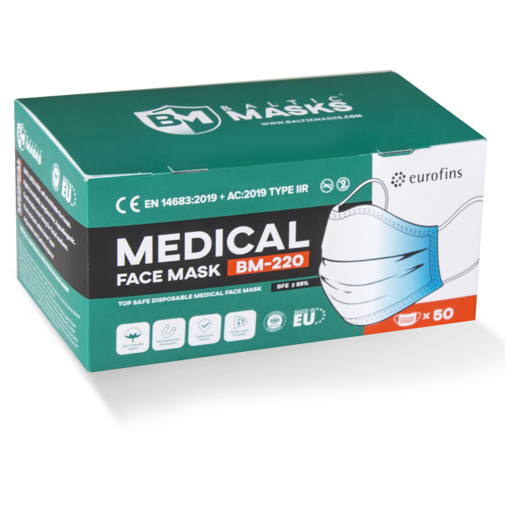 Disposable medical masks BM220 (3 layers 50pcs.) BalticMasks